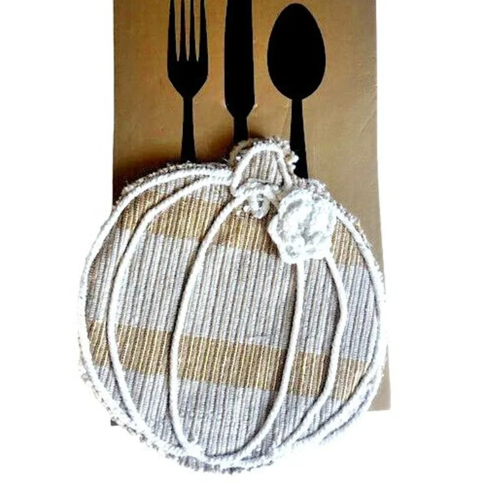 Nicole Miller Thanksgiving Pumpkins Utensil Holders Set Of 4 Gold White Harvest